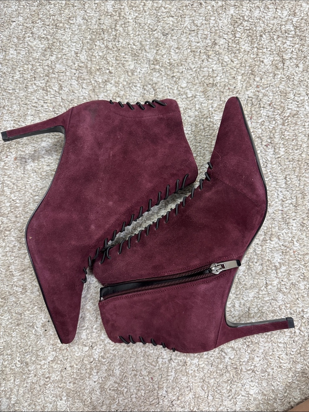 Kendall & Kylie Burgundy Suede Pointed-Toe Ankle Booties
